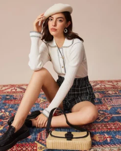 The White Seam Colorblock Button Cardigan -Deals Dress N Swimwear Store the collared seam colorblock cardigan tops xd7z81 951664