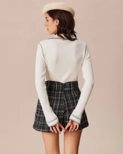 The White Seam Colorblock Button Cardigan -Deals Dress N Swimwear Store the collared seam colorblock cardigan tops ztdvnm 325098