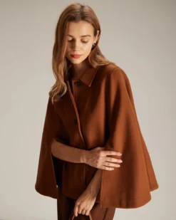 The Brown Collared Single Breasted Cape -Deals Dress N Swimwear Store the collared single breasted cape outerwear athsnt