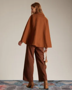 The Brown Collared Single Breasted Cape -Deals Dress N Swimwear Store the collared single breasted cape outerwear d2w5kk