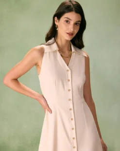 The Beige Collared Sleeveless Shirt Midi Dress 10 The Beige Collared Sleeveless Shirt Midi Dress -Deals Dress N Swimwear Store the collared sleeveless shirt dress dresses 2vrlpf