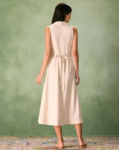 The Beige Collared Sleeveless Shirt Midi Dress 11 The Beige Collared Sleeveless Shirt Midi Dress -Deals Dress N Swimwear Store the collared sleeveless shirt dress dresses qv26vh