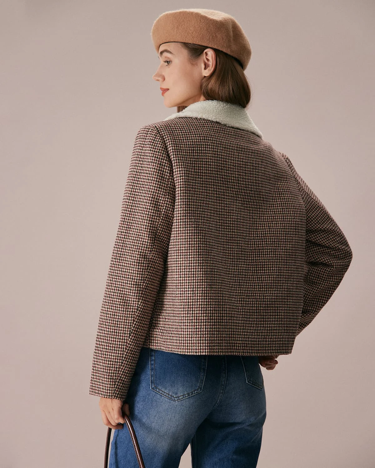 The Coffee Lapel Teddy Houndstooth Jacket 5 The Coffee Lapel Teddy Houndstooth Jacket - Image 5