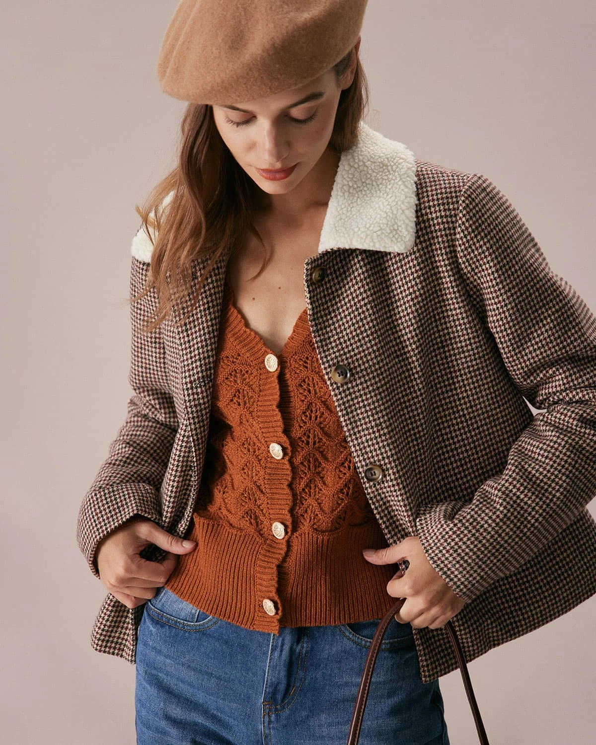 The Coffee Lapel Teddy Houndstooth Jacket 2 The Coffee Lapel Teddy Houndstooth Jacket - Image 2