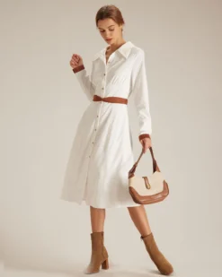 The White Colorblock Belted Shirt Midi Dress 9 The White Colorblock Belted Shirt Midi Dress -Deals Dress N Swimwear Store the colorblock belted shirt dress dresses 7o4d8p