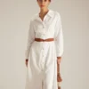 The White Colorblock Belted Shirt Midi Dress
