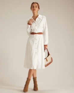 The White Colorblock Belted Shirt Midi Dress 11 The White Colorblock Belted Shirt Midi Dress -Deals Dress N Swimwear Store the colorblock belted shirt dress white dresses ixcgdf