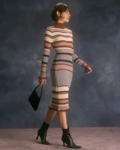 The Multi Colorblock Striped Knit Midi Dress 11 The Multi Colorblock Striped Knit Midi Dress -Deals Dress N Swimwear Store the colorblock striped knitted dress dresses difwgo