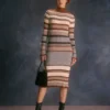 The Multi Colorblock Striped Knit Midi Dress