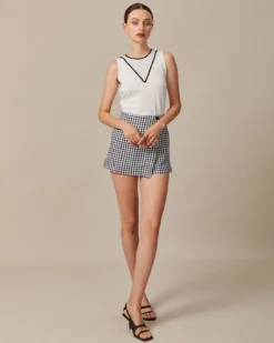 The White Contrast Pointelle Knit Tank Top -Deals Dress N Swimwear Store the contrast knit tank top tops ywbjse 869068