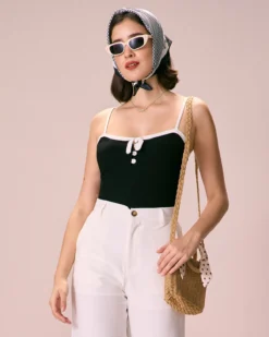 The Black Contrast Trim Cami Top -Deals Dress N Swimwear Store the contrast trim cami top tops dpwgv0