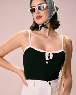 The Black Contrast Trim Cami Top -Deals Dress N Swimwear Store the contrast trim cami top tops owpef0