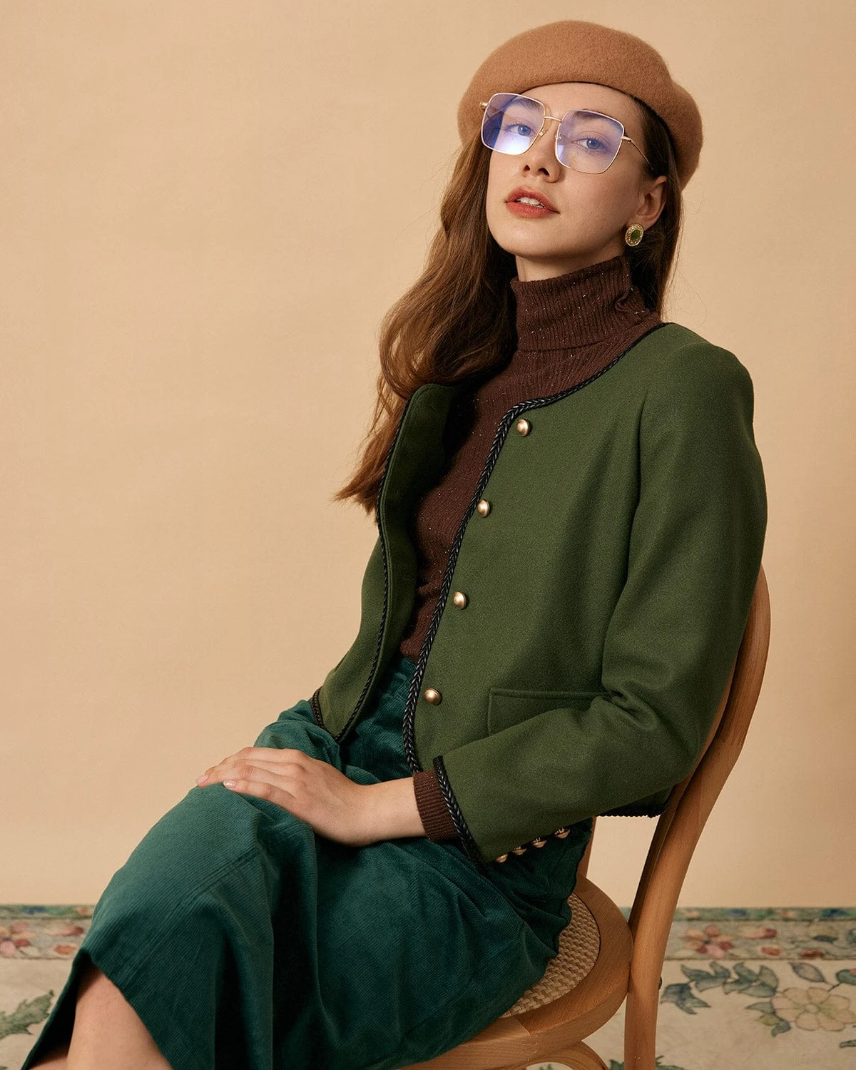 The Green Round Neck Button-up Jacket 5 The Green Round Neck Button-up Jacket - Image 5