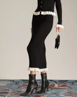 The Black High Waisted Contrast Knit Midi Skirt 8 The Black High Waisted Contrast Knit Midi Skirt -Deals Dress N Swimwear Store the contrast trim knit skirt bottoms zcv5bg