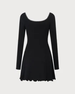 The Black Contrast Trim A-Line Knit Mini Dress 15 The Black Contrast Trim A-Line Knit Mini Dress -Deals Dress N Swimwear Store the contrast trim knitted dress dresses 9inxvg
