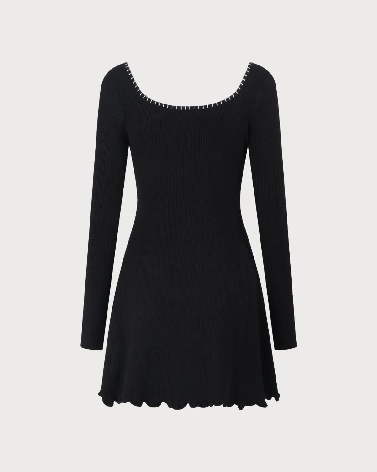 The Black Contrast Trim A-Line Knit Mini Dress 8 The Black Contrast Trim A-Line Knit Mini Dress - Image 8