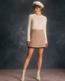 The Khaki High Waisted Contrast Mini Skirt -Deals Dress N Swimwear Store the contrast trim mini skirt bottoms bcxeqp