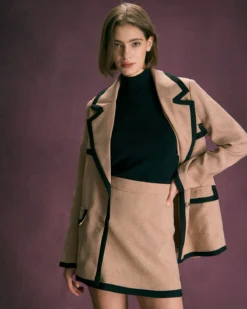 The Khaki High Waisted Contrast Mini Skirt -Deals Dress N Swimwear Store the contrast trim mini skirt bottoms cw1qlf