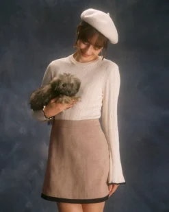 The Khaki High Waisted Contrast Mini Skirt -Deals Dress N Swimwear Store the contrast trim mini skirt bottoms mgs9ro