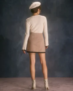 The Khaki High Waisted Contrast Mini Skirt -Deals Dress N Swimwear Store the contrast trim mini skirt bottoms z8egkb