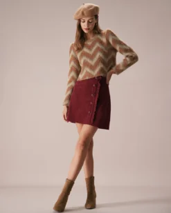 The Red Corduroy Ruffle Button Mini Skirt -Deals Dress N Swimwear Store the corduroy ruffle mini skirt bottoms jdfyct