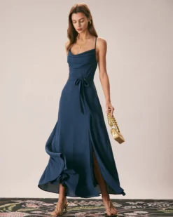 The Navy Cowl Neck Cutout Back Maxi Dress -Deals Dress N Swimwear Store the cowl neck cutout back dress dresses gqqwkq