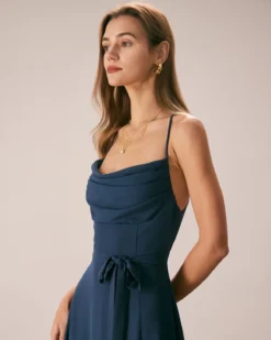 The Navy Cowl Neck Cutout Back Maxi Dress -Deals Dress N Swimwear Store the cowl neck cutout back dress dresses yxnwxn