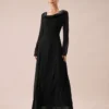 The Black Cowl Neck Long Sleeve Maxi Dress