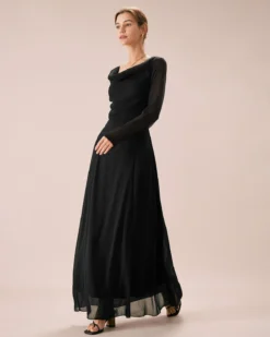 The Black Cowl Neck Long Sleeve Maxi Dress 8 The Black Cowl Neck Long Sleeve Maxi Dress -Deals Dress N Swimwear Store the cowl neck long sleeve dress dresses xtypsj