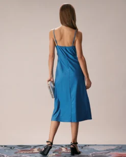 The Blue Cowl Neck Ruched Slip Midi Dress 11 The Blue Cowl Neck Ruched Slip Midi Dress -Deals Dress N Swimwear Store the cowl neck ruched dress dresses aotdkl