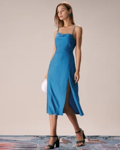 The Blue Cowl Neck Ruched Slip Midi Dress 9 The Blue Cowl Neck Ruched Slip Midi Dress -Deals Dress N Swimwear Store the cowl neck ruched dress dresses wywzjs