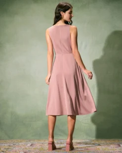 The Pink Cowl Neck Sleeveless Satin Midi Dress -Deals Dress N Swimwear Store the cowl neck satin midi dress dresses mrui1i