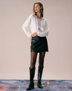 The Apricot Crew Neck Embroidery Knit Top -Deals Dress N Swimwear Store the crew neck buttoned knit top tops f7bwef