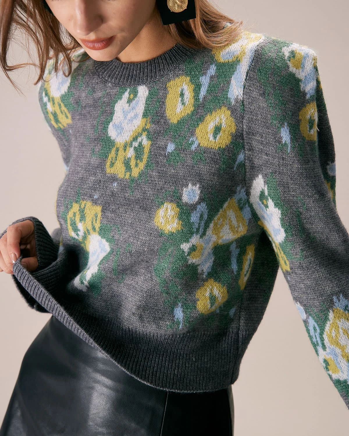 The Grey Crew Neck Floral Printed Knit Top 5 The Grey Crew Neck Floral Printed Knit Top - Image 5