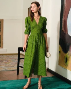 The Puff Sleeve Cutout Slit Maxi Dress 9 The Puff Sleeve Cutout Slit Maxi Dress -Deals Dress N Swimwear Store the cutout split maxi dress dresses fywjub 894732