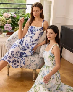 The Blue Elasticized Shoulder Straps Floral Midi Dress 11 The Blue Elasticized Shoulder Straps Floral Midi Dress -Deals Dress N Swimwear Store the elasticized shoulder straps blue floral dress dresses sl8ctf