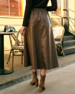 The High Waisted PU Leather Midi Skirt -Deals Dress N Swimwear Store the faux leather midi skirt bottoms bntgl1