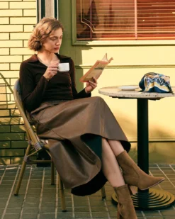 The High Waisted PU Leather Midi Skirt -Deals Dress N Swimwear Store the faux leather midi skirt bottoms sswydd