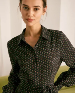 The Black Floral Belted A-Line Shirt Mini Dress 7 The Black Floral Belted A-Line Shirt Mini Dress -Deals Dress N Swimwear Store the floral belted shirt dress dresses eiod43