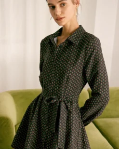 The Black Floral Belted A-Line Shirt Mini Dress 8 The Black Floral Belted A-Line Shirt Mini Dress -Deals Dress N Swimwear Store the floral belted shirt dress dresses r9qvga