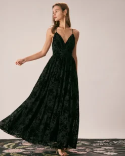 The Black Floral Flocked Mesh Slit Maxi Dress 10 The Black Floral Flocked Mesh Slit Maxi Dress -Deals Dress N Swimwear Store the floral flocked slit maxi dress dresses 8vd0cj