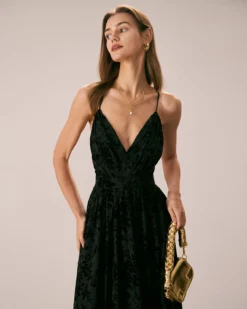 The Black Floral Flocked Mesh Slit Maxi Dress 11 The Black Floral Flocked Mesh Slit Maxi Dress -Deals Dress N Swimwear Store the floral flocked slit maxi dress dresses kjmxsy