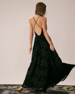 The Black Floral Flocked Mesh Slit Maxi Dress 13 The Black Floral Flocked Mesh Slit Maxi Dress -Deals Dress N Swimwear Store the floral flocked slit maxi dress dresses spn7bq