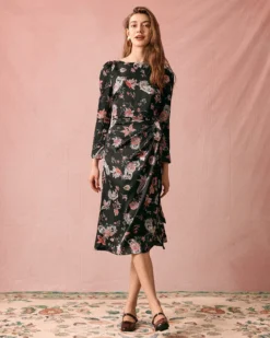 The Floral Ruched Long Sleeve Midi Dress 7 The Floral Ruched Long Sleeve Midi Dress -Deals Dress N Swimwear Store the floral ruched midi dress dresses z8soj5