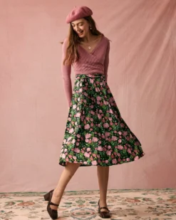 The High Waisted Slit Floral Satin Midi Skirt 8 The High Waisted Slit Floral Satin Midi Skirt -Deals Dress N Swimwear Store the floral satin midi skirt bottoms jvrmfi