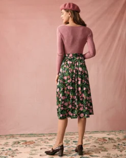 The High Waisted Slit Floral Satin Midi Skirt 9 The High Waisted Slit Floral Satin Midi Skirt -Deals Dress N Swimwear Store the floral satin midi skirt bottoms yapabh