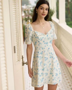 The White Sweetheart Neck Floral Scalloped Mini Dress 7 The White Sweetheart Neck Floral Scalloped Mini Dress -Deals Dress N Swimwear Store the floral scalloped mini dress white dresses en42pa