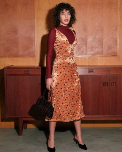 The Floral Printed Velvet Sling Midi Dress -Deals Dress N Swimwear Store the floral velvet midi dress dresses nvkmia