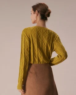 The Ginger V Neck Argyle Ribbed Cardigan 8 The Ginger V Neck Argyle Ribbed Cardigan -Deals Dress N Swimwear Store the ginger v neck argyle cardigan tops rwc0zb