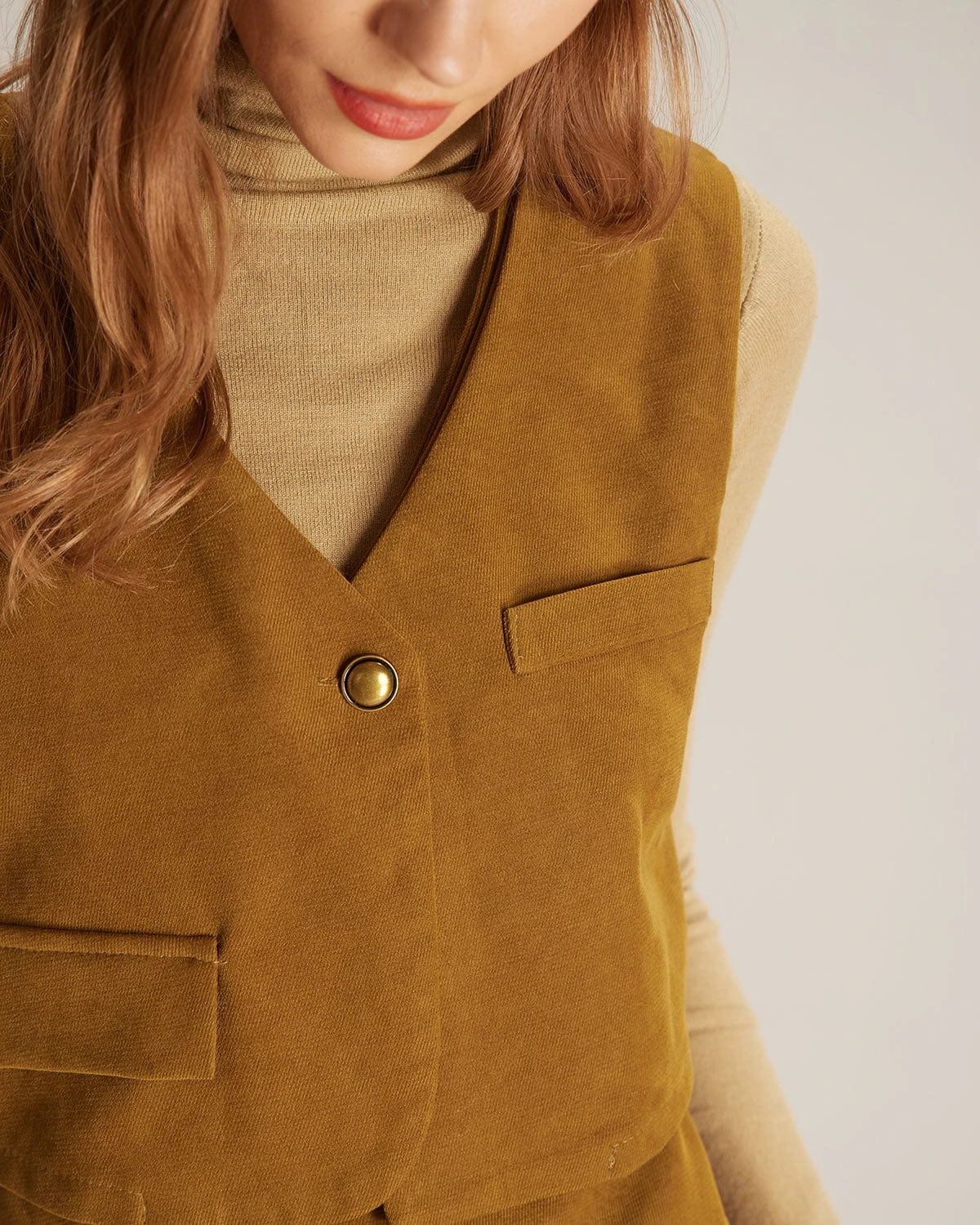 The Ginger V Neck Button Up Vest Midi Dress 2 The Ginger V Neck Button Up Vest Midi Dress - Image 2